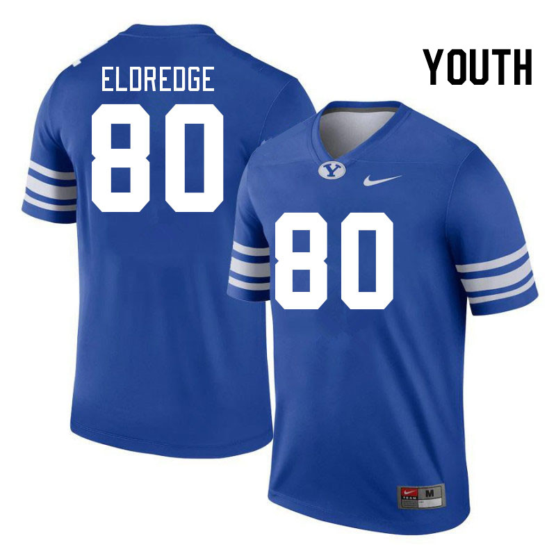 Youth #80 Koa Eldredge BYU Cougars College Football Jerseys Stitched-Royal
